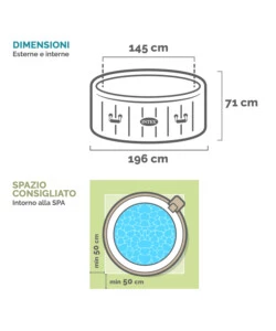 PISCINA IDROMASSAGGIO GONFIABILE INTEX "PURESPA PLUS BUBBLE MASSAGE SET" NAVY 196X71CM - COD. 28430EX
